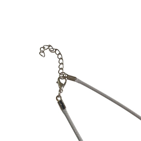 Polished Fossil Coral Pendant Gray Cord Necklace Adjustable Healing Stone Boho - Picture 2 of 4